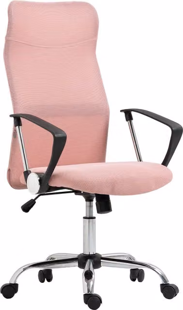 Sedia da ufficio ergonomica girevole HOMCOM con schienale in rete, altezza regolabile, colore rosa, L: 63 cm, P: 65 cm, H: 109-119 cm