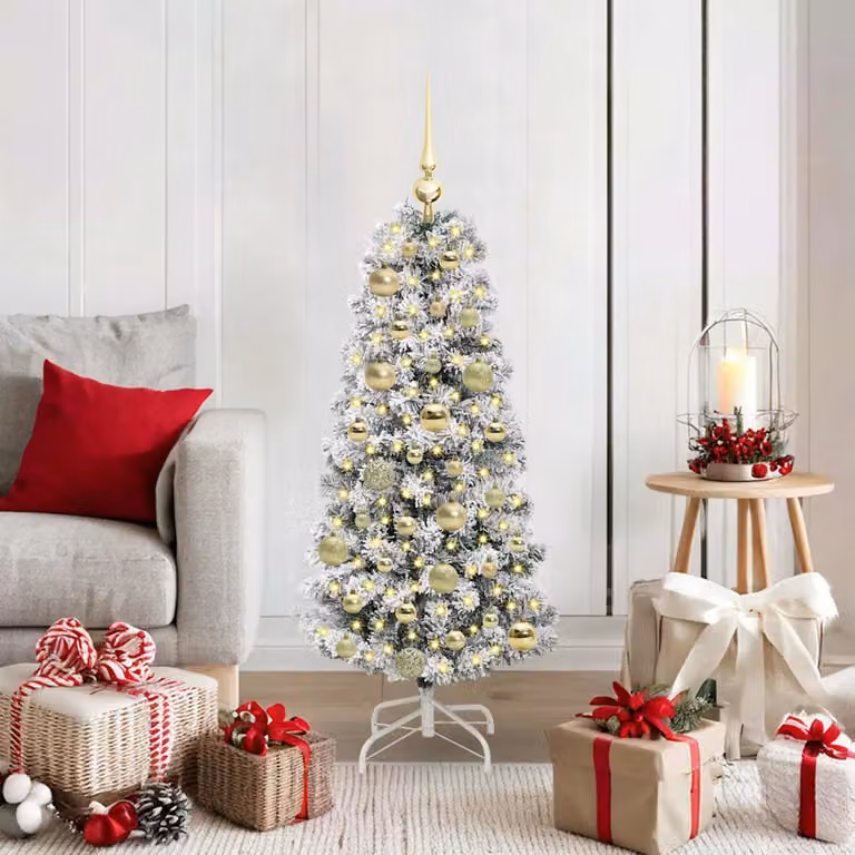 Albero di Natale Artificiale vidaXL con Luci LED Dimmerabili, Colore Verde e Bianco, Altezza: 150 cm