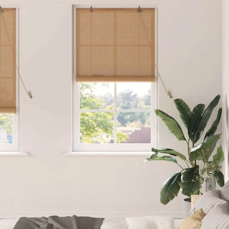Tenda a rullo vidaXL in bambù marrone e beige, resistente ai raggi UV, L 80 cm x H 220 cm