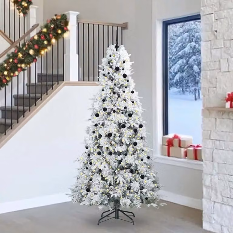 Albero di Natale Artificiale vidaXL Bianco con Luci LED Warm White Altezza: 240 cm