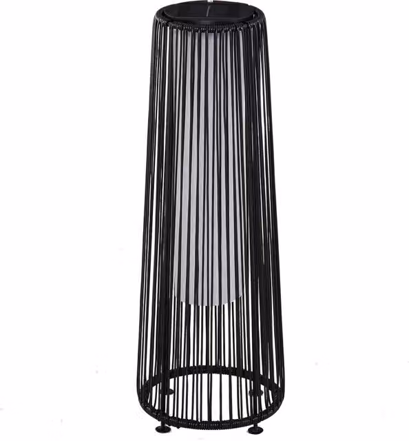 Lanterna Solare da Giardino LED Outsunny in Rattan e Metallo, Nero, Ø 21.5 x H 61 cm
