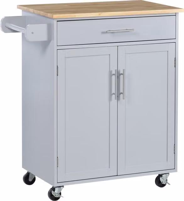 Isola da cucina HOMCOM con carrello, cassetto e portastoviglie, grigio moderno