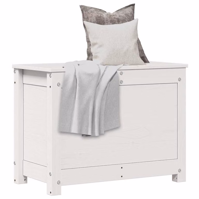 Contenitore portaoggetti vidaXL in legno di pino massello bianco L: 60 cm, P: 32 cm, H: 45,5 cm