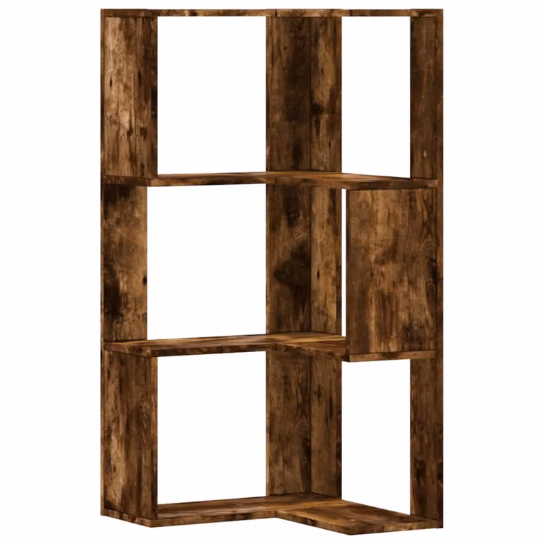 Libreria Angolare vidaXL con 3 Ripiani in Rovere Fumo, Design Moderno in Legno e MDF, L/P/H: 50 x 50 x 102 cm