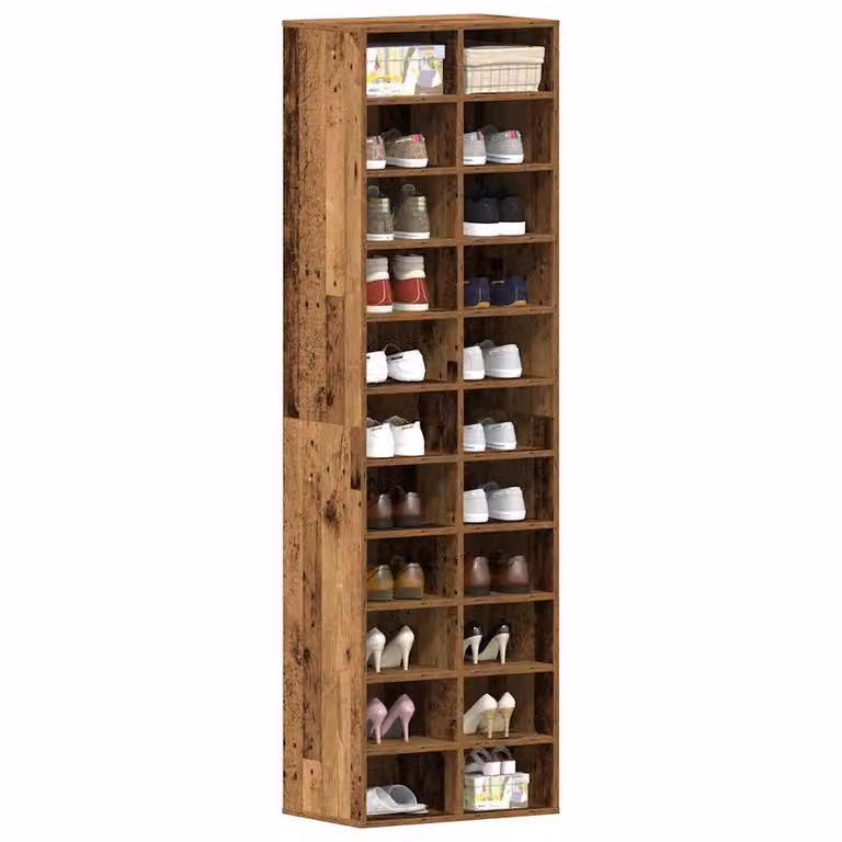 Scarpiera vidaXL in legno stile rustico marrone con ante a battente e ripiani interni L/P/H: 54 x 34 x 183 cm