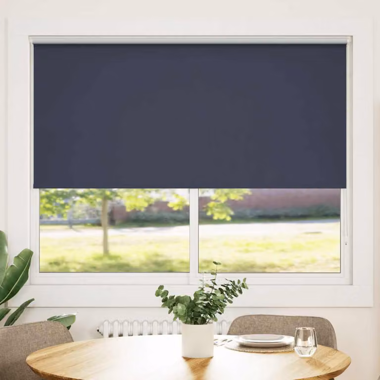 vidaXL Tenda a rullo oscurante termoisolante in poliestere, colore blu marino e argento, L: 160 cm, H: 175 cm
