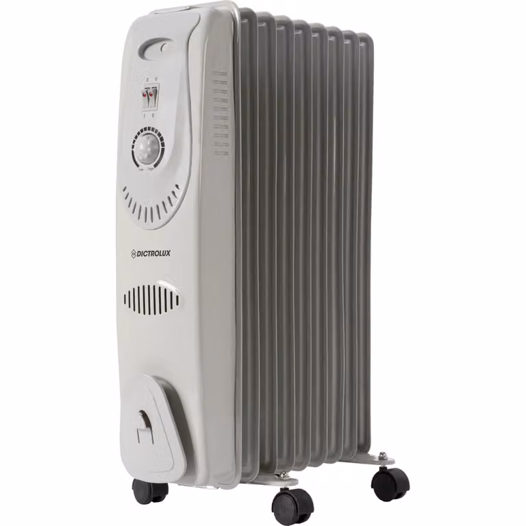 Radiatore ad olio DICTROLUX da 9 elementi, 2000W, bianco, con termostato e protezione da surriscaldamento, L/P/H: 62 x 39 x 39 cm