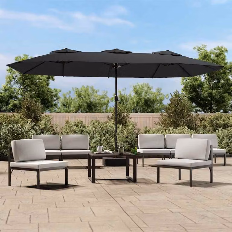 Ombrellone a Doppia Testa Cantilever vidaXL Antracite in Acciaio e Poliestere L: 449 cm, H: 265 cm, P: 245 cm