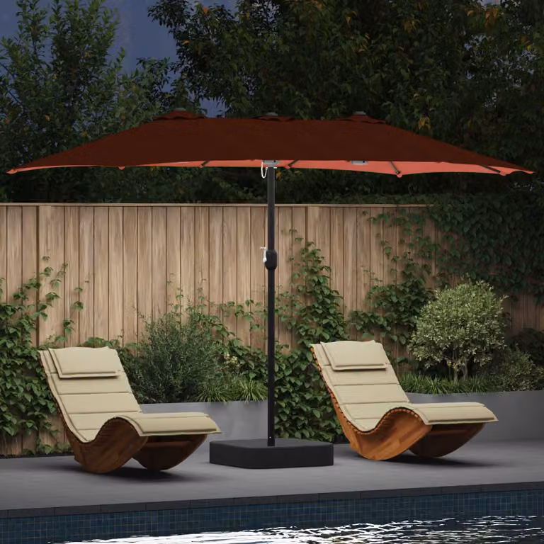 Ombrello da giardino a braccio mobile vidaXL colore arancione in poliestere e acciaio L: 385 cm, P: 209 cm, H: 244 cm