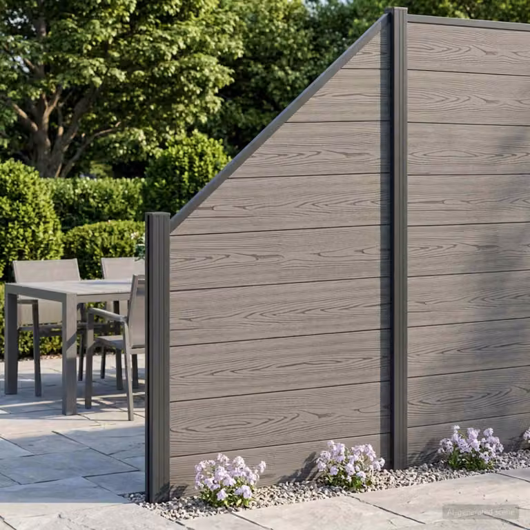 Set di recinzione vidaXL in WPC e alluminio grigio, 5 pezzi, L: 792 cm, H: 186 cm