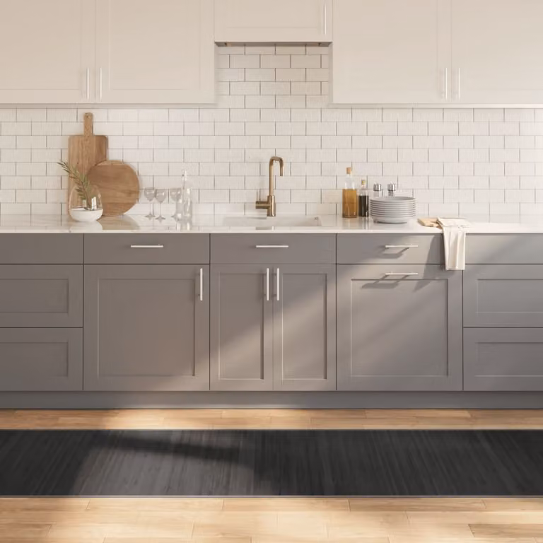 Tappeto rettangolare moderno vidaXL in bambù e polipropilene grigio, L: 70 cm, P: 400 cm