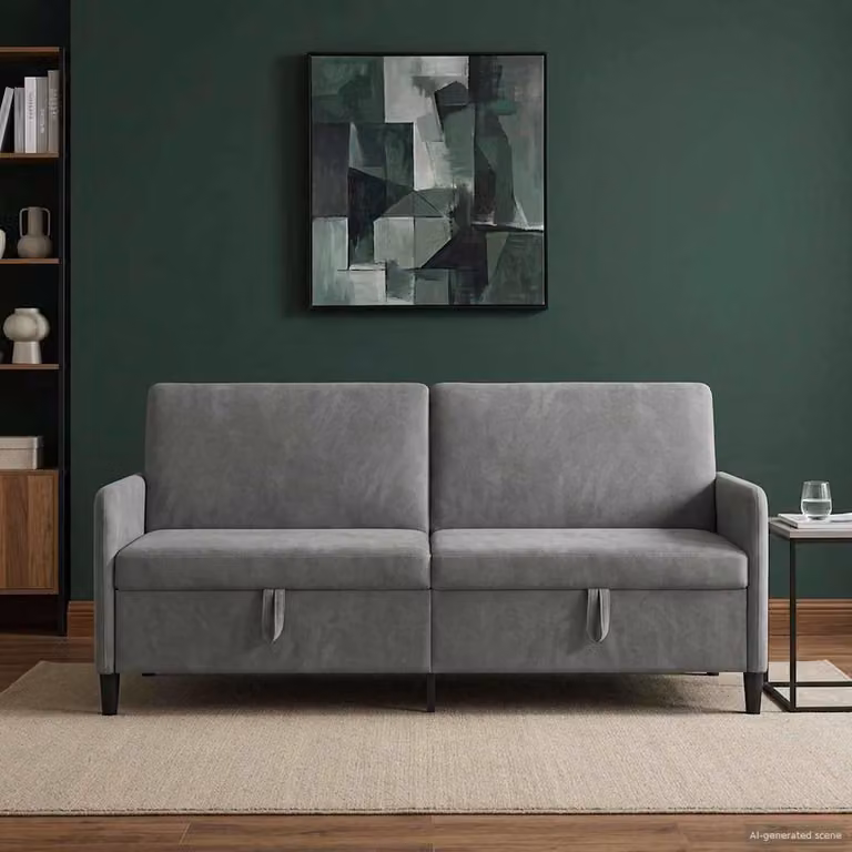 vidaXL Divano Moderno con Funzione Letto e Contenitore Grigio L: 192 cm, P: 78 cm, H: 87 cm