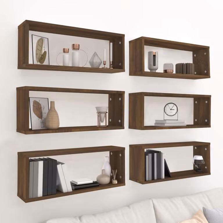 Set di 6 mensole a cubo vidaXL in multistrato color rovere marrone, L 60 cm x P 23 cm x H 15 cm