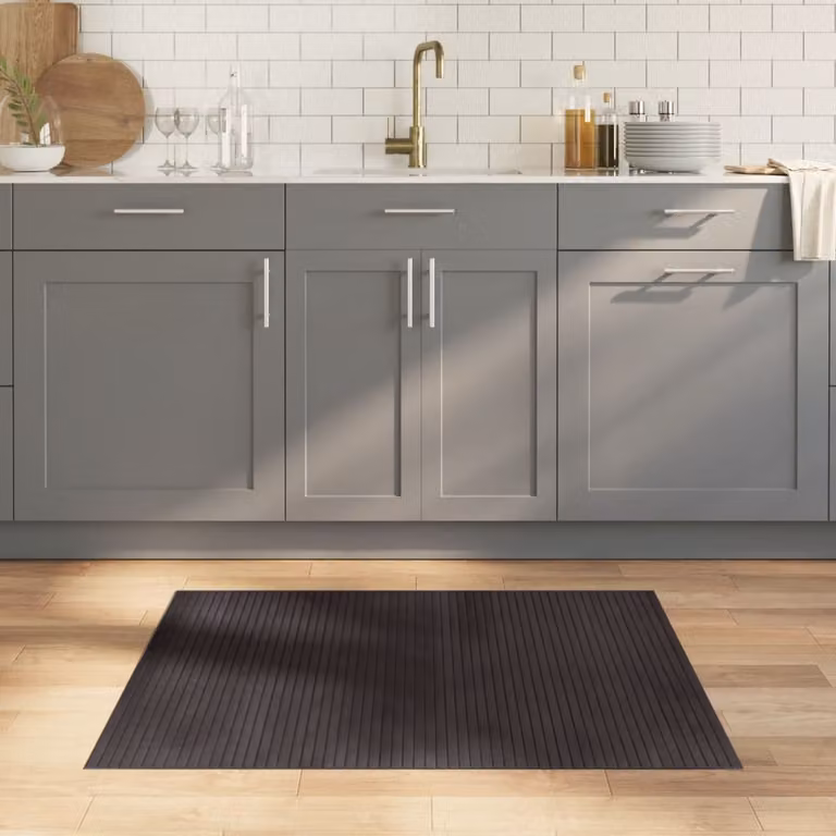 Tappeto rettangolare moderno vidaXL in bambù e polipropilene marrone scuro L: 100 cm, P: 80 cm