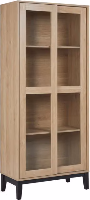 Mobiletto decorativo Beliani con ante in vetro e ripiani interni, colore marrone, H: 183 cm, L: 80 cm, P: 40 cm