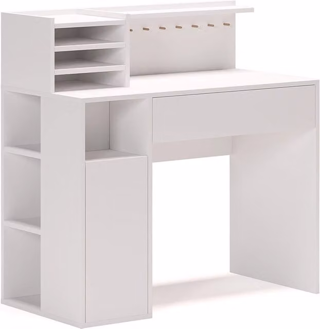 Scrivania da ufficio Vicco bianca moderna in legno con finitura opaca L: 100 cm, P: 50 cm