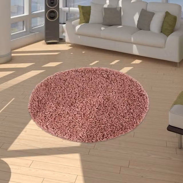 Tappeto shaggy Trista rosa rotondo Diametro: 120 cm
