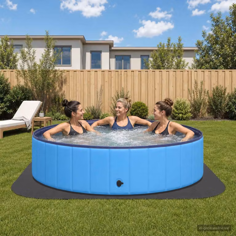 vidaXL Tappetino per piscina rotondo in schiuma EVA, 36 pezzi, Ø 350 cm, Nero e Blu