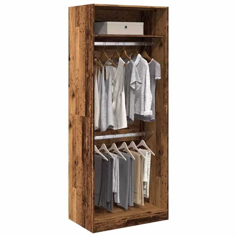 Armadio vidaXL in legno marrone con ante a battente e appendiabiti L: 80 cm, P: 50 cm, H: 200 cm