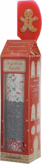 Set di spatola in silicone e 36 pirottini in carta Pan di Zenzero di Kasanova, colore rosso