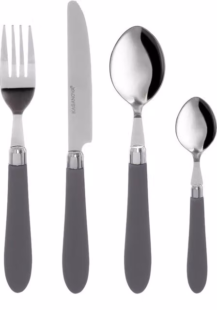 Set di posate Smooth KASANOVA in acciaio inox grigio opaco, 24 pezzi