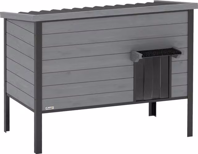 Cuccia impermeabile PawHut per 1-2 gatti fino a 12 kg con tetto apribile e fondo estraibile, Grigio Chiaro, L 85 x P 55 x H 70 cm