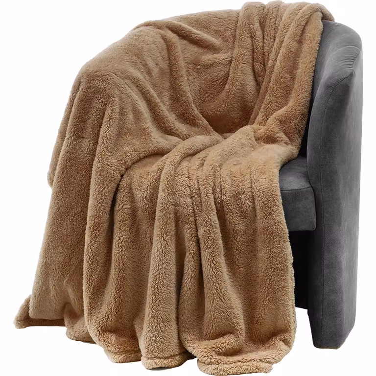 Plaid Coperta Teddy VESTIAMO CASA in pile beige L 150 cm x P 200 cm