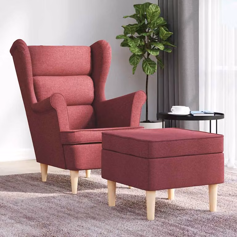 vidaXL Poltrona Relax con Poggiapiedi Integrato in Tessuto Rosso