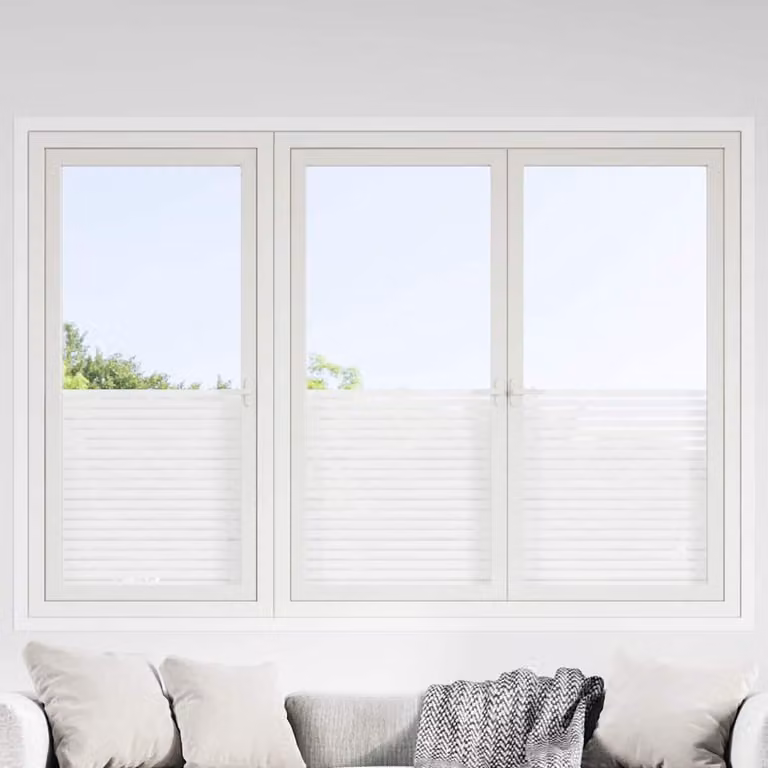 Set di 2 pellicole adesive per finestre vidaXL in PVC bianco con motivo a righe e finitura smerigliata traslucida