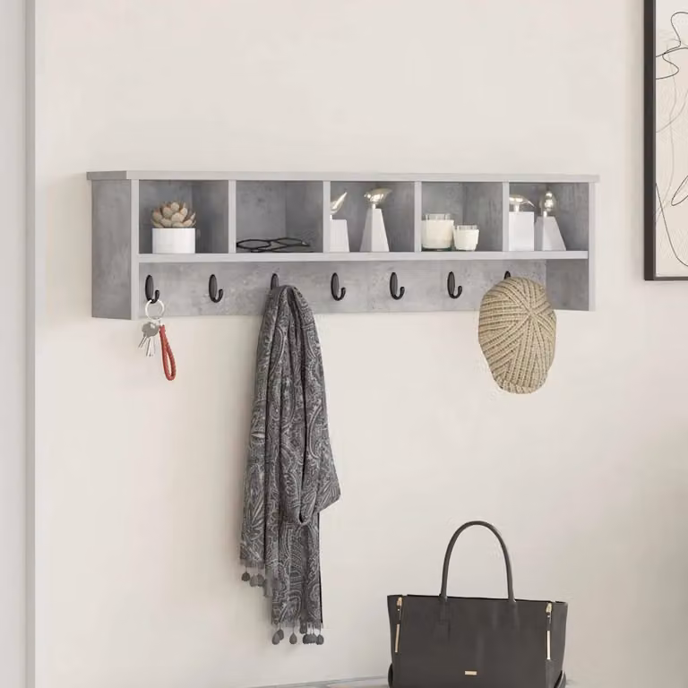 vidaXL Appendiabiti a muro moderno in MDF Grigio, L: 100 cm, P: 16 cm, H: 26 cm