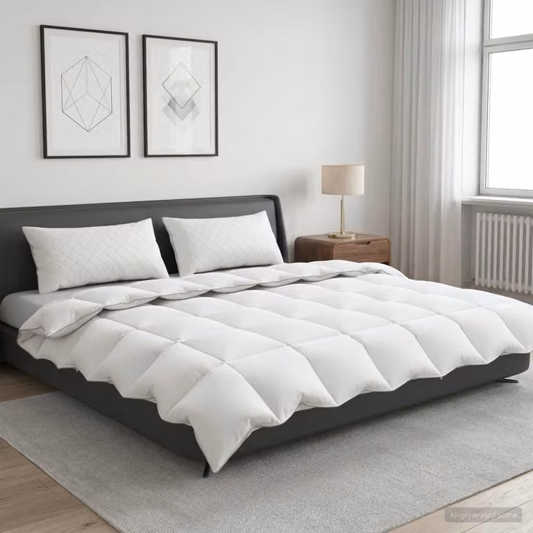 Set di 3 piumoni e cuscini vidaXL FULDA in piume d'oca e cotone, bianchi, L/P: 200 x 200 cm