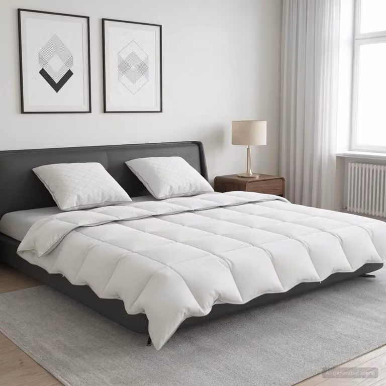 Set di 3 piumoni e cuscini vidaXL FULDA in piume d'oca e cotone, versione estiva, colore bianco, L/P/H: 200 x 220 cm