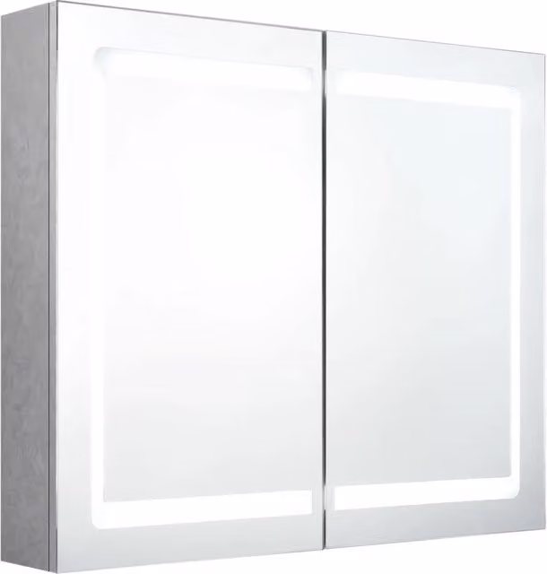 Mobiletto da bagno a parete HELLOSHOP26 con specchio a LED in MDF grigio cemento opaco L: 80 cm, P: 12 cm, H: 68 cm
