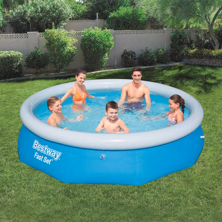 Set per piscina gonfiabile Bestway Fast Rotonda blu con valvola di scarico Diametro: 305 cm, Altezza: 76 cm