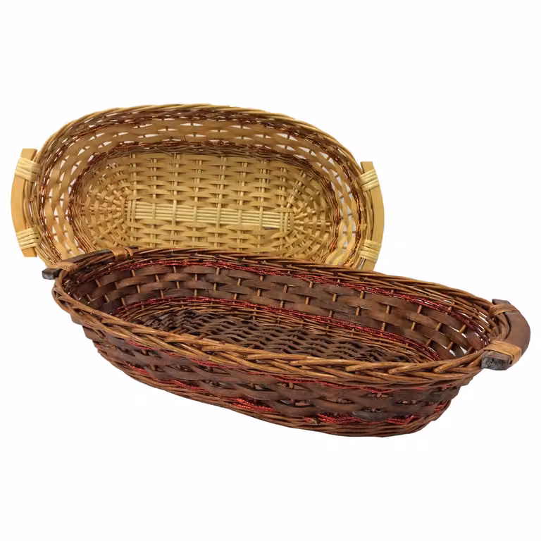 Cesta con manici in salice e corda Vestiamo Casa, colore marrone, L: 65 cm, P: 40 cm, H: 12 cm