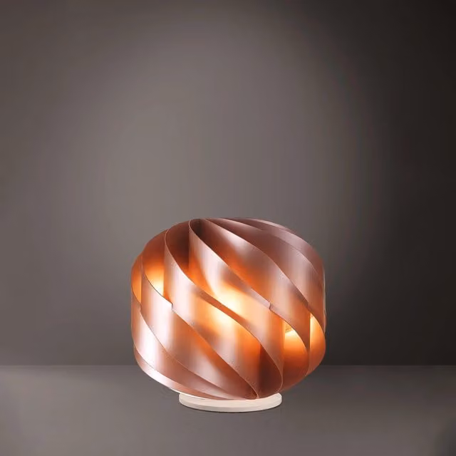 Lampada da scrivania moderna Polilux Linea Zero colore rame con paralume a sfera, attacco E27, Diametro: 40 cm