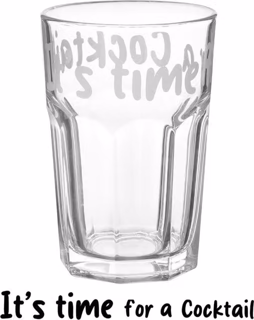 Bicchiere da cocktail in vetro trasparente KASANOVA con scritta Time for cocktail, 355 ml