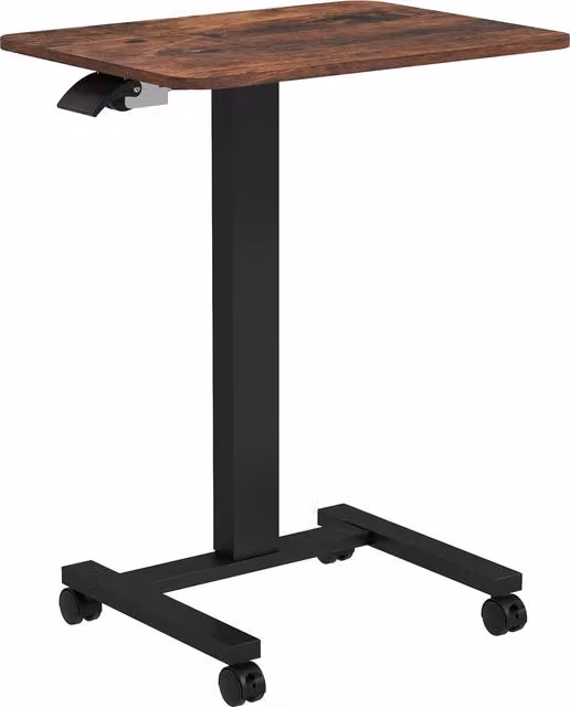 Vinsetto Scrivania da Lavoro in Piedi Regolabile in Altezza con 4 Ruote, Marrone e Nero, L 65 cm x P 48 cm x H 108 cm