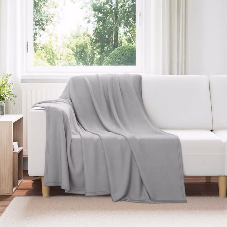 Set di 24 coperte in pile vidaXL grigie, morbide e lavabili, L 200 cm x P 150 cm