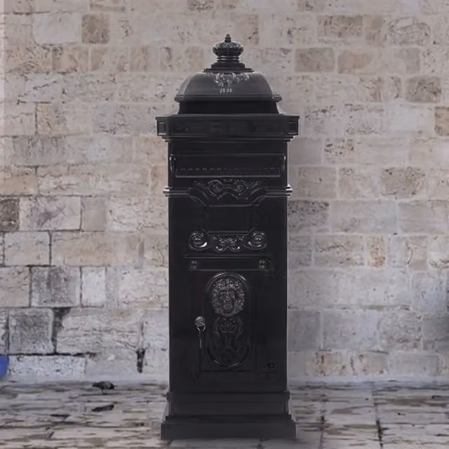 Cassetta delle lettere vidaXL in alluminio nero L: 32,0 cm, H: 35,5 cm, P: 102,5 cm