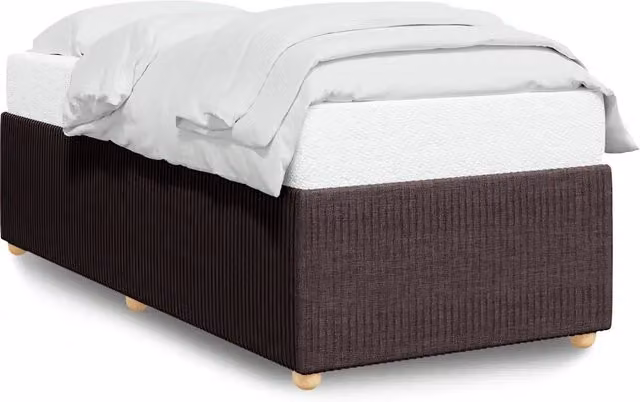Letto singolo per adulti Design In marrone scuro con struttura imbottita e doghe in legno L 200 x L 80 cm