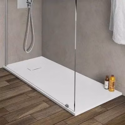 Piatto doccia rettangolare Agorà in resina pietra bianca, L: 150 cm, P: 70 cm