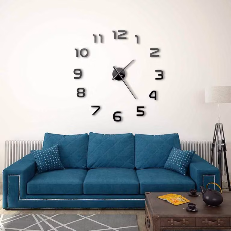vidaXL Orologio da Parete Analogico 3D Moderno Nero 100 cm
