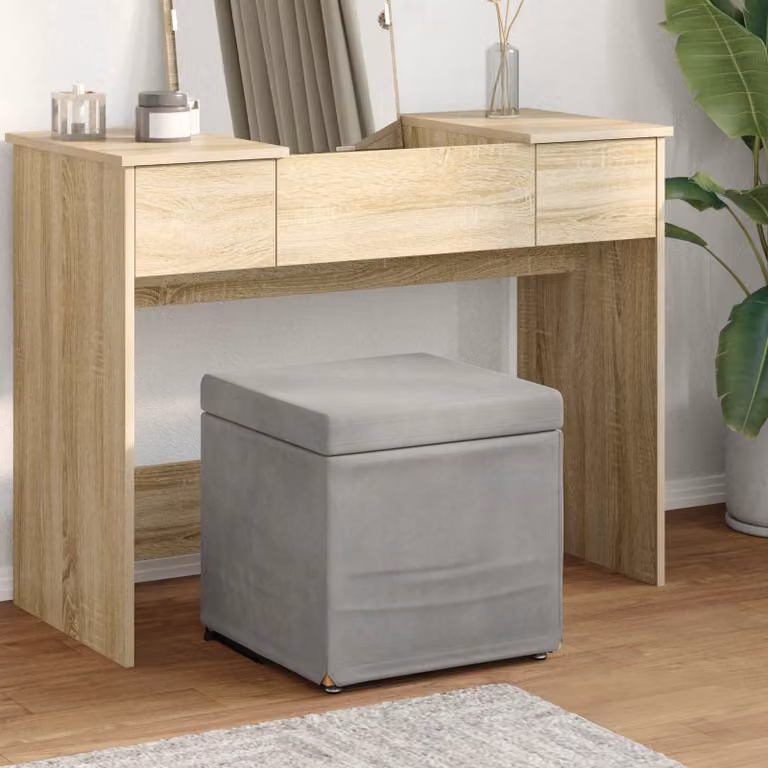 Pouf a cubo vidaXL in velluto grigio, L/P/H: 41 x 41 x 40 cm