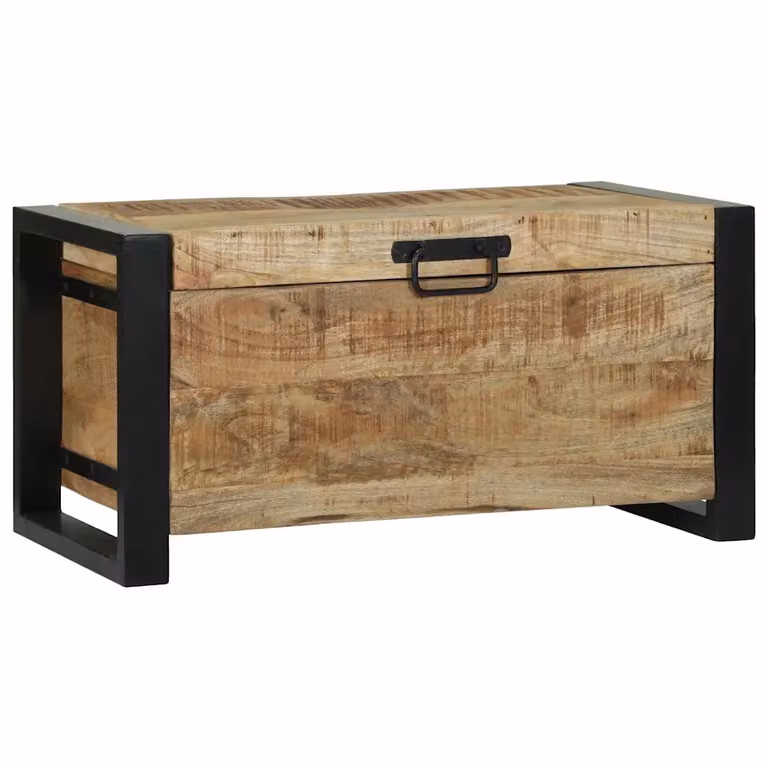 Cassapanca da stoccaggio vidaXL in legno di mango marrone stile industriale L: 60 cm, P: 30 cm, H: 30 cm