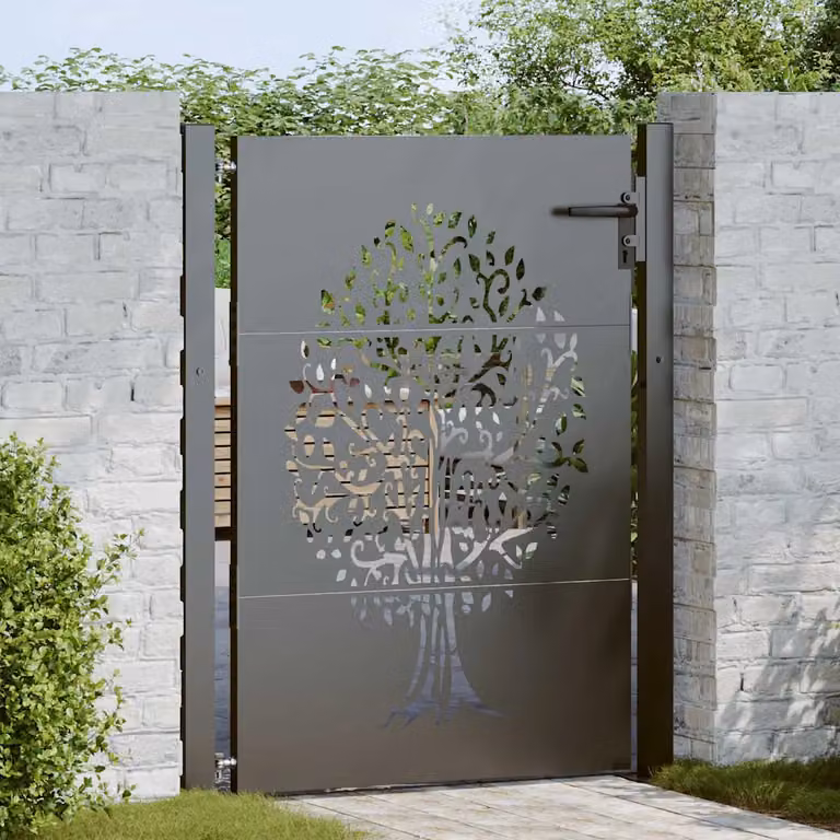 Cancello singolo da giardino vidaXL in acciaio nero L: 110 cm, H: 155 cm