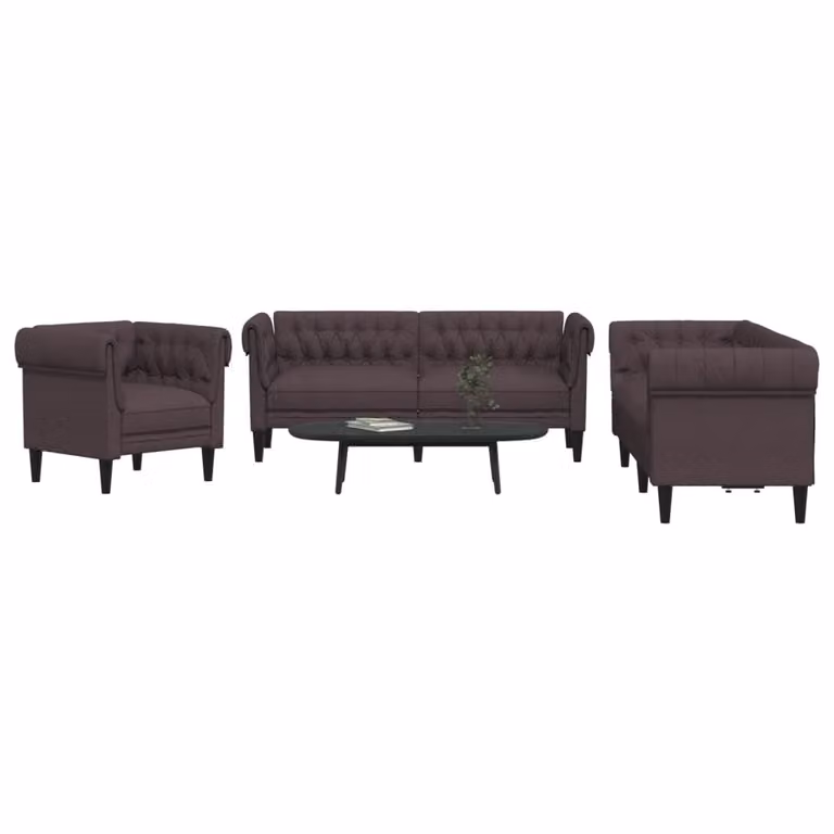 Set di divani 3 pezzi vidaXL in tessuto marrone con design moderno per il tuo soggiorno