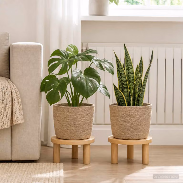 Set di 2 vasi per piante vidaXL in juta stile rustico, beige e marrone, Ø 28 cm