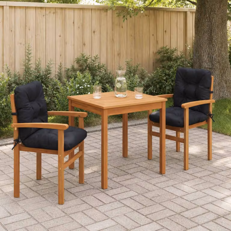 Set di 2 cuscini per sedia alta vidaXL VIANEN in poliestere con rivestimento lavabile e resistente ai raggi UV, disponibili in blu o nero