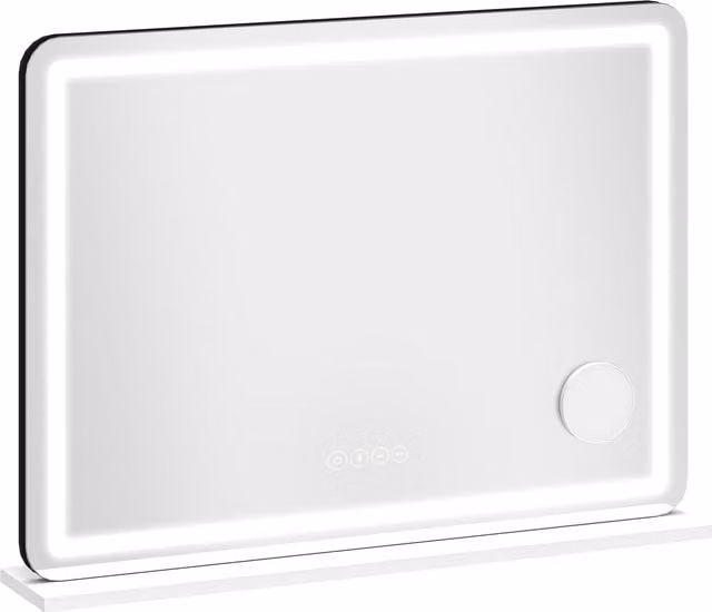 Specchio da trucco luminoso HOMCOM con LED dimmerabile e luce RGB, 3 temperature colore, bianco, L: 80 cm, H: 60 cm